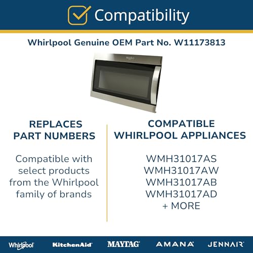 Whirlpool W11173813 Genuine OEM Microwave Door Assembly Replacement Part - Replaces - Image 8