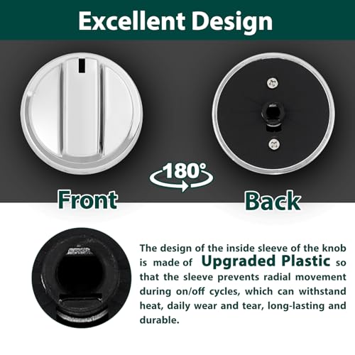 Anniparts WB03X24818 KIP 5G92 Stove Knobs Cooktop Replacement Parts for GE Range Cooktop Oven Knob Adora JGB700SEJ4SS Gas Stove Top Knob JGB735SP1SS JGB700SEJ1SS Surface Burner Control Knobs 5 Pcs - Image 6