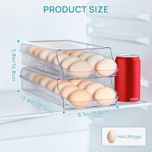 Vtopmart 2 Pack Egg Holder for Fridge, Automatic Rolling Egg Container - Image 4
