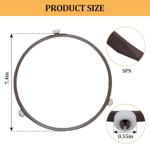 Microwave Turntable Ring Replacement 7.4-Inch Microwave Oven Spinner Replacement Parts with 3 Smooth Rollers Universal Fit for Most Microwaves - Image 4
