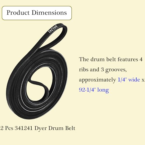 Cykemo 341241 Dryer Drum Belt Exact Fit Whirlpool Kenmore Dryer 2-Pack - Image 8