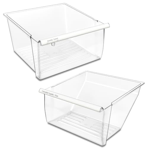 UPGRADED 2188656 Upper Refrigerator Crisper Bin & 2188664 Lower Fridge Drawer Replacement Compatible with Kenmore Whirlpool Refrigerator Crisper Drawers Parts WRS325FDAM04 Fridge Bins,2 PACK