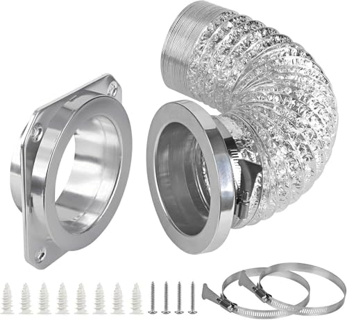 Magnetic Dryer Vent Coupling Connector Kit - DV180 Airtight Seal, Quick Connect, Includes 4"x3.3ft Dryer Vent Hose & 2 Clamps - Image 2