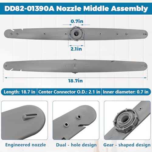 DD82-01390A Middle Nozzle -Middle Dishwasher Spray Arm Assembly Replacement for Samsung DW80R2031 Series,Part# DD82-01390A Replace DW80R2031 DW80N3030 DW80M2020 Compatible with Spray Part# 5491296 - Image 4