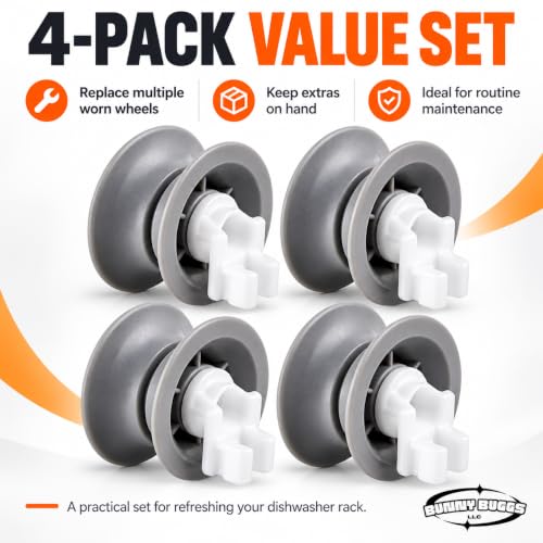 BUNNY BUGGS 611666 Dishwasher Upper Rack Roller Wheel Kit, Compatible with Bosch Dishwashers, Replaces 00611666, 10032849, 00165313, 165313, PS8727423, AP4355370, 4-Pack - Image 6