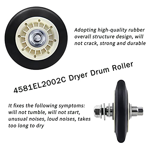 Upgraded Dryer Repair Kit Dryer Roller Kit for LG Kenmore Dryers Includes 4581EL2002C Dryer Drum Roller Assembly 4400EL2001A Dryer Belt and 4561EL3002A Dryer Idler Pulley, Pictures 6, 7 are Fit Models - Image 6