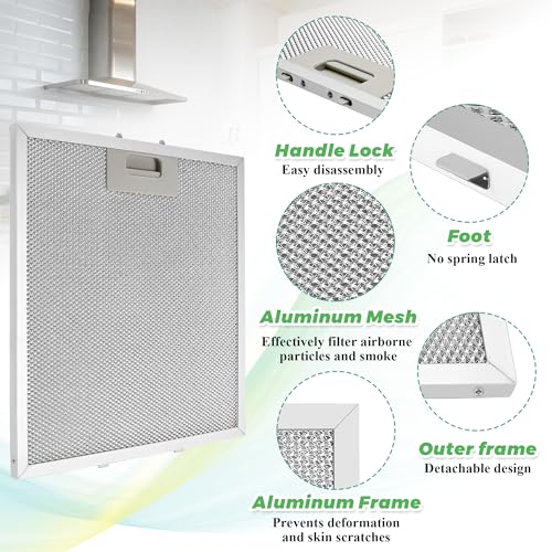 Updated W10169961A Range Hood Filter Replacement (3PCS) by Techecook, 5-Layer Aluminum Mesh Hood Grease Filter 10.5 x 12 Inch Fit for Whirlpool, Kitchen Aid, Jenn-Air Range Hoods - Image 4