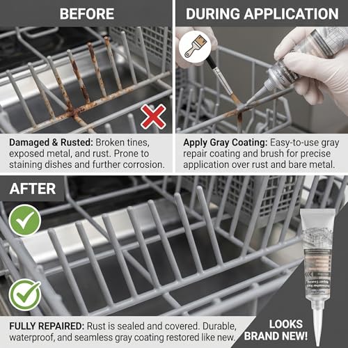 Dishwasher Rack Repair Coating, Gray Vinyl Rack Rust Touch Up Paint Kit - Image 4