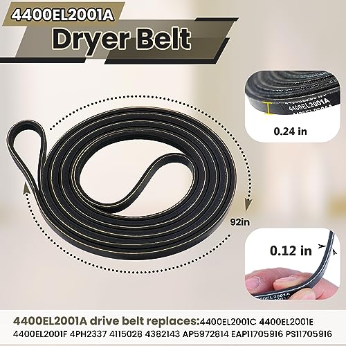 Upgraded Dryer Roller Kit for LG Kenmore Dryer Parts, Dryer Repair Kit Include 4581EL2002L Dryer Rollers, 4561EL3002A Dryer Idler Pulley, 4400EL2001F Dryer Belt Compatible with DLE3733W DLE3777W - Image 6