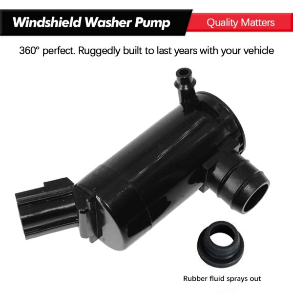 Windshield Washer Pump w/Grommet Replacement for Ford Escape, Focus, F150, F350, Mazda B2300, B2500 Mercury Monterey, Mariner Replaces OEM 7R33-17664-DA, 7L8Z-17664-A, F6SZ-17664-A - Image 3