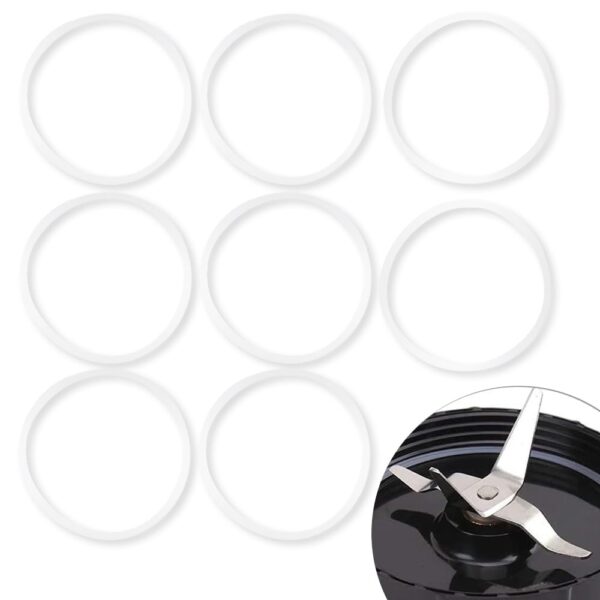 8 Pcs Seal White Ring, Rubber Gasket Replacement O-Ring for 250W Blender Sealing, Compatible with Magic Bullet MB1001, Blender Cross Blade, White - Image 7