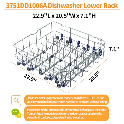 Upgraded 3751DD1001J Dishwasher Lower Rack Replacement for LG Dishwasher Rack LDF5545ST LDF7774ST Dishrack LG Dishwasher Bottom Rack Parts Direct Drive Dish Washer Lower Drawer Wheels - Image 4