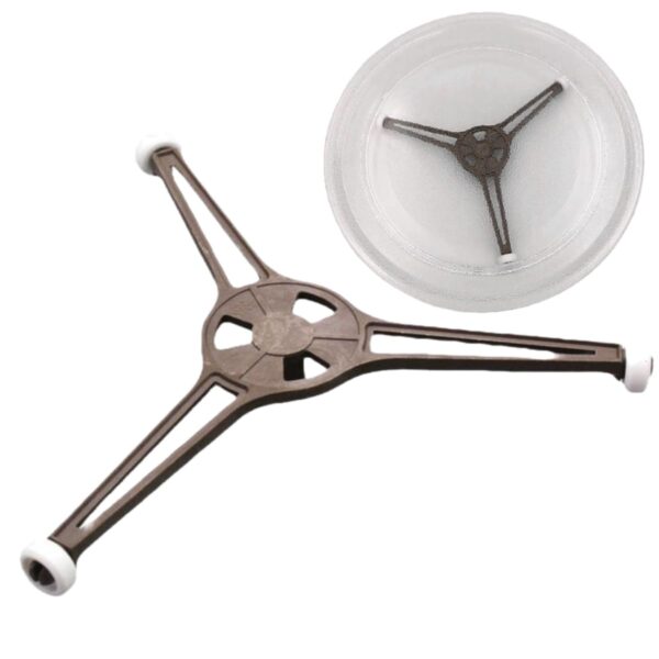 1-Pack Microwave Oven Flat Turntable Ring Roller Glass Plate Tray Triple Arm Rotating Support Holder with Wheels Rotating Ring Roller Replacement Arm - Length 3.54" / 9 cm Microwave Plate Replacement - Image 6