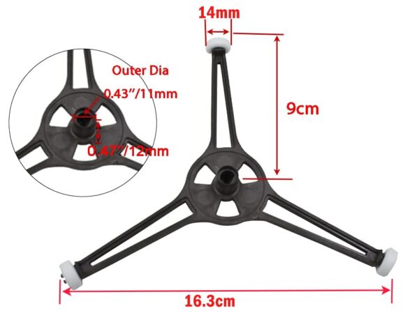 Triple Arm Microwave Turntable Ring Microwave Glass Plate Tray Support Holder Rotating Ring Roller Replacement Inner ring for 9.6" Microwave Oven Glass Flat Turntable Plate (9.6'')