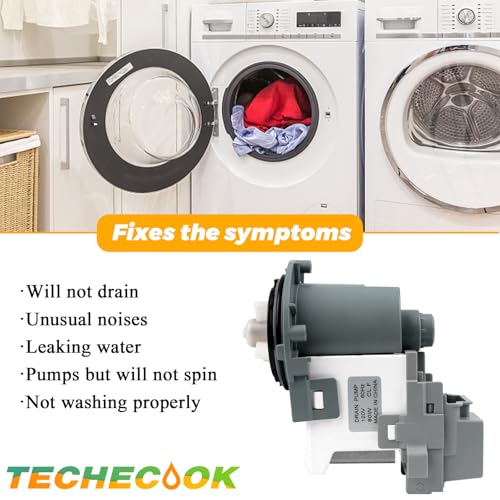 New DC31-00054D PX3516-01 DC31-00187A Washer Drain Pump Motor by Techecook - Replacement for Samsung Washing Machine - Replaces px3516-01 DC31-00178D DC97-20621A 2754406 AP5583541 PS4204640 EAP4204640 - Image 8