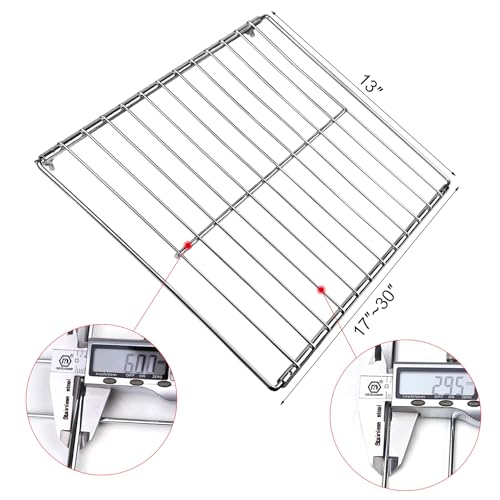 Evecad Universal Adjustable Wire Oven Rack, Extendable Baking Rack,Adjusts from 17"-30" Length, 13" Width, Chrome Telescopic Oven Cooker Shelf Rack For Whirlpool Frigidaire GE Kenmore Ovens, 1 Pack - Image 6