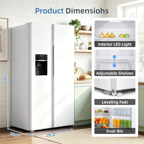 Antarctic Star 18.1 Cu.Ft 2 Door Freezer Refrigerator,with Ice making and water dispenser,powerful LED light,for Kitchen,Dorm and Office,Silver - Image 4