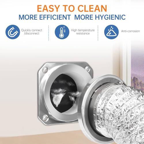Magnetic Dryer Vent Coupling Connector Kit - DV180 Airtight Seal, Quick Connect, Includes 4"x3.3ft Dryer Vent Hose & 2 Clamps - Image 8