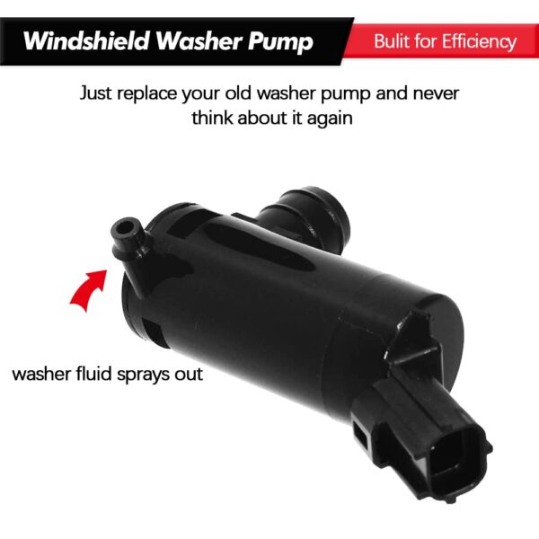 Windshield Washer Pump w/Grommet Replacement for Ford Escape, Focus, F150, F350, Mazda B2300, B2500 Mercury Monterey, Mariner Replaces OEM 7R33-17664-DA, 7L8Z-17664-A, F6SZ-17664-A - Image 5