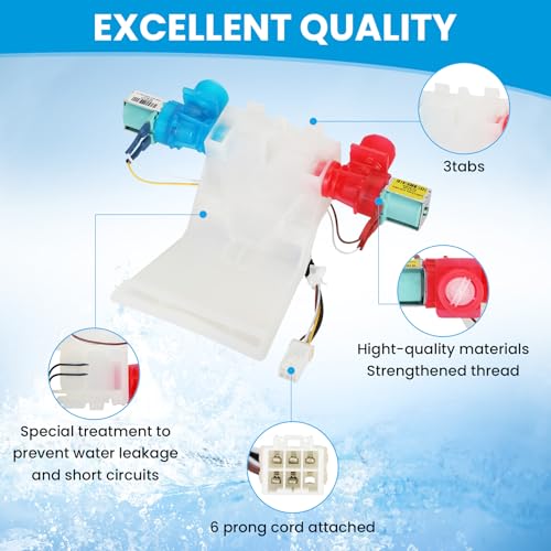 Upgraded W10144820 Washer Water Inlet Valve Compatible with whirlpool amana kenmore Washers,Replace AP6015761, W10140914, WPW10144820,W10311458,W1AP6015761,PS11749042 Washing Machine Replacement Parts - Image 6