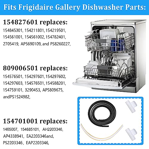154827601 Dishwasher Door Seal Kit Compatible with Frigidaire Gallery Kenmore Electrolux Dishwasher, Includes 809006501 Bottom Door Gasket & 154701001 Splash Shield, Door Seal Replacement - Image 4