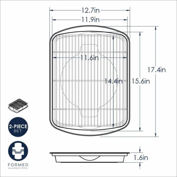 Nordic Ware Oven Crisp Baking Tray 2pc Set Includes Pan and Rack; Natural Aluminum For Air Frying, Crisping, Broiling, Baking; Cooking Surface 17 x 12 Inches - Image 7