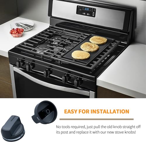 Upgraded W10339442 Stove Knobs Replacement Parts for Whirlpool Gas Range Burner Knob WPW10339442 WFG320M0MS0 WFG505M0MS0 Whirlpool Range Stove Top Cooktop Oven Burner Control Knobs Black 4Pcs - Image 8