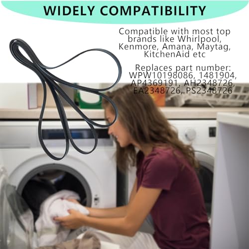 𝟐𝟎𝟐𝟔 𝐍𝐄𝐖 W10198086 Dryer Drum Drive Belt Compatible with Maytag Whirlpool Dryer - Replaces Part for WPW10198086, 1481904, AP4369191, AH2348726, EA2348726, PS2348726 - Image 7
