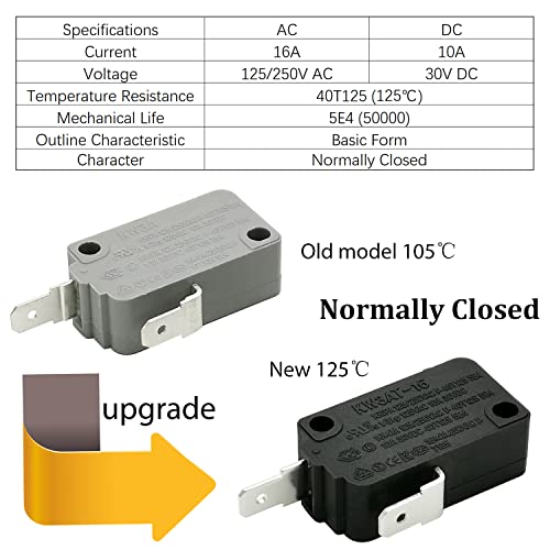 HiQltyla Microwave Door Switch Replacement, KW3AT-16 16A 125VAC, 2NO+1NC - Image 6