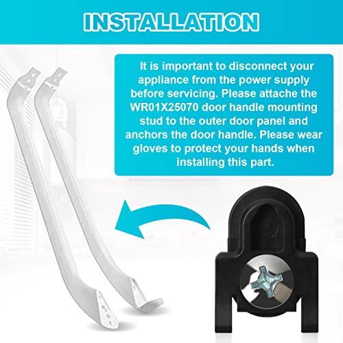 WR01X39781 Refrigerator Door Handle Fastener & for Fits GE Refrigerator Freezer Handle Replacement Parts Compatible Model AP7175647 WR01X25070(2 Pcs) (Black) - Image 8
