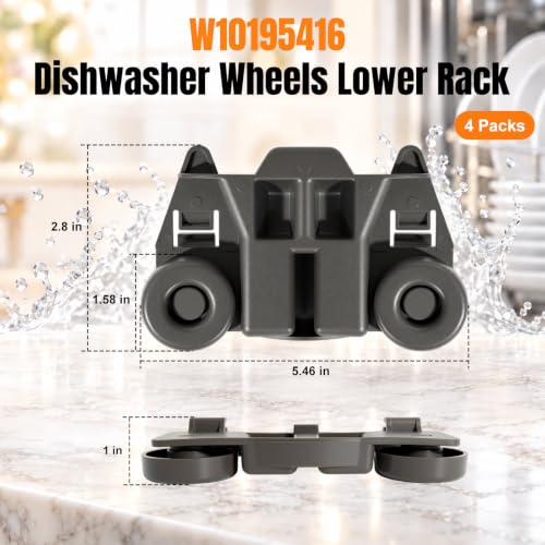 W10195416 Dishwasher Wheels, Lower Rack Roller Replacement for Dishwasher - Image 8