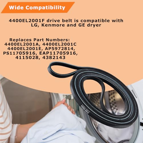 (𝟐𝟎𝟐𝟔 𝐍𝐄𝐖)4400EL2001F Dryer Drum Belt Compatible With Kenmore GE LG Dryer Replacement Part 4400EL2001A 4400EL2001C 4400EL2001E AP5972814 PS11705916 EAP11705916 - Image 8