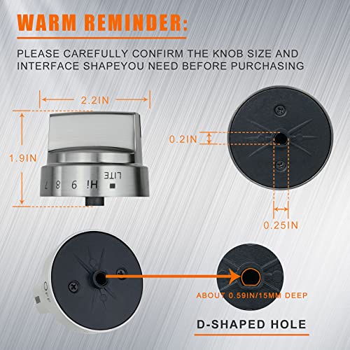5 Pack Stainless Steel WB03x24818 Gas Stove Knob Replacement for ge,PS11729081 AP5989029 Stainless Steel Stove Replacement Knobs,Compatible with ge Stove Knob(Not Universal) - Image 3