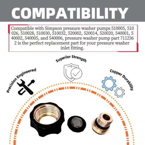 XILEWHZF 7112362 Water Inlet Fitting for Simpson Pressure Washer Pump Parts Compatible, Fits Multiple Pressure Washer Connectors (Copper, 1pc) - Image 7