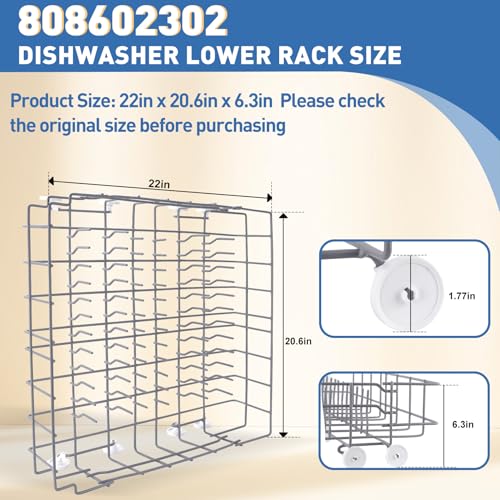 808602302 Dishwasher Lower Rack Replacement for frigidaire dishwasher - Image 7