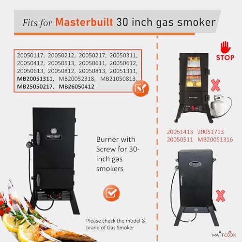 Gas Burner with Screw Replacement for Masterbuilt MB20051311 30-inch Propane Smoker - Image 7