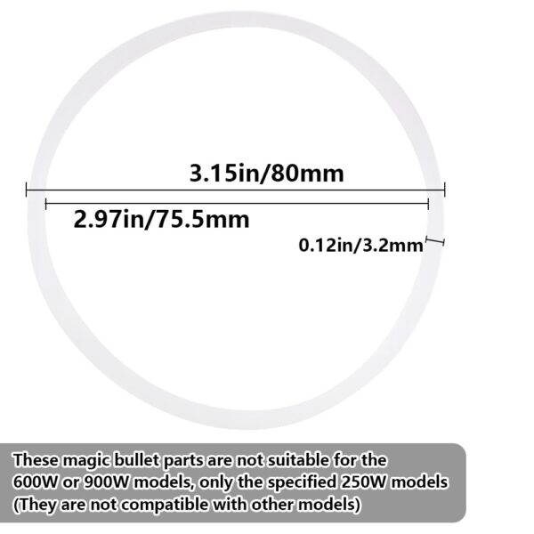 8 Pcs Seal White Ring, Rubber Gasket Replacement O-Ring for 250W Blender Sealing, Compatible with Magic Bullet MB1001, Blender Cross Blade, White - Image 3