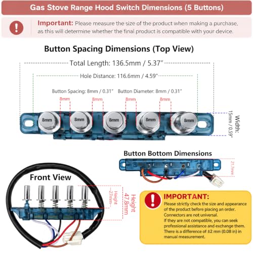 ruehalf Range Hood 5 Button Switch Button Accessories - Image 4