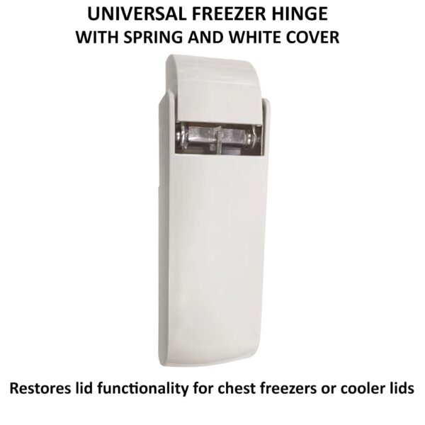 Universal Freezer Lid Hinge with Spring and White Cover – Metal Replacement Part for Chest Freezer Repair, Coolers, Refrigerators – Rust-Resistant, Easy to Install - Image 3