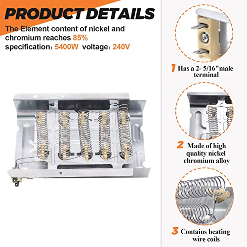 【2026 UPGRADED】279838 W10724237 3403585 Dryer Heating Element NED4655EW1 MEDC215EW1 by Beaquicy - 4531017 Heating Element Replacement for Whirlpool Centennial Kenmore 70 80 Series Model 110 WED4815EW1 - Image 3