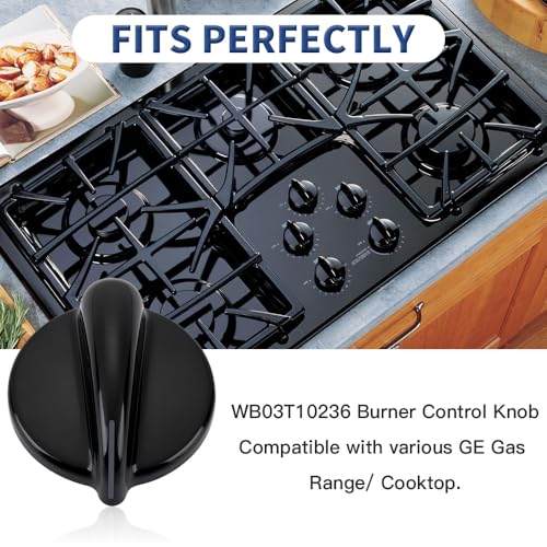 4Pcs WB03T10236 Burner Control Knob, Gas Cooktop Knobs Black for GE Range/Cooktop/Stove, Not Universal - Image 8