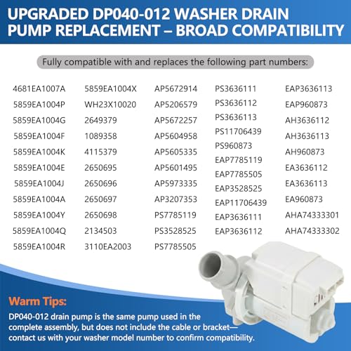 DP040-012 4681EA1007A Washer Drain Pump Replacement - Image 8