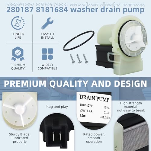 280187 8181684 Washer Drain Pump Motor Fit for Whirl-pool May.tag - Image 8