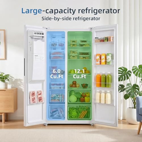 Antarctic Star 18.1 Cu.Ft 2 Door Freezer Refrigerator,with Ice making and water dispenser,powerful LED light,for Kitchen,Dorm and Office,Silver - Image 8