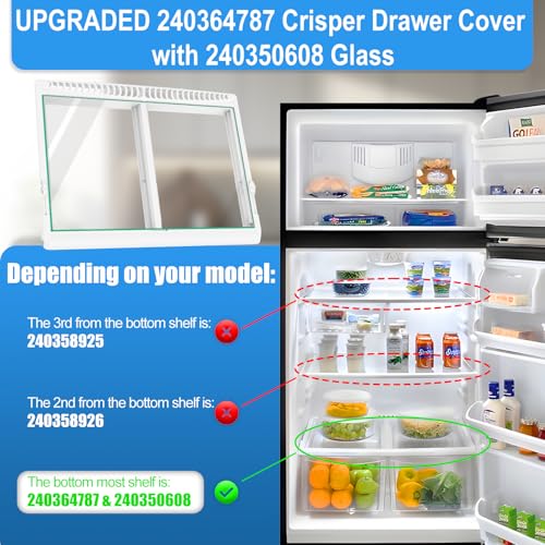 UPGRADED 240364787 Refrigerator Crisper Drawer Cover with 240350608 Crisper Glass Replacement Compatible with Frigidaire kenmore Refrigerator Drawer Replacement, Fridge Crisper Pan Drawer Cover - Image 8