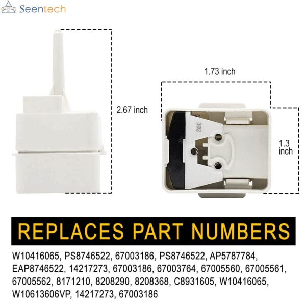 W10613606 Refrigerator Compressor Start Relay and Capacitor by Seentech - Compatible with Whirlpool, Kenmore, fridges. Replace Part Number: W10416065, PS8746522, 67003186 (1 Pack) - Image 7