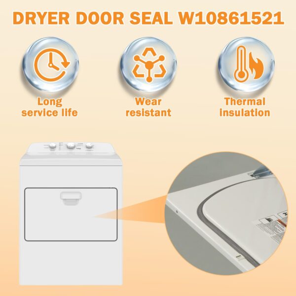 Upgraded W10861521 Dryer Door Seal Part Compatible with Whirlpool - Image 7