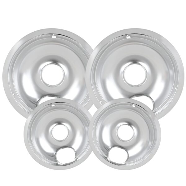 4 Pack Chrome Drip Pans, Compatible with Whirpool Kenmore Frigirate Stove Top Drip Bowls. Include 2 Pcs 6'' Range Replacement Drip Pans and 2 Pcs 8 '' Cooktop Drip Pans - Image 7