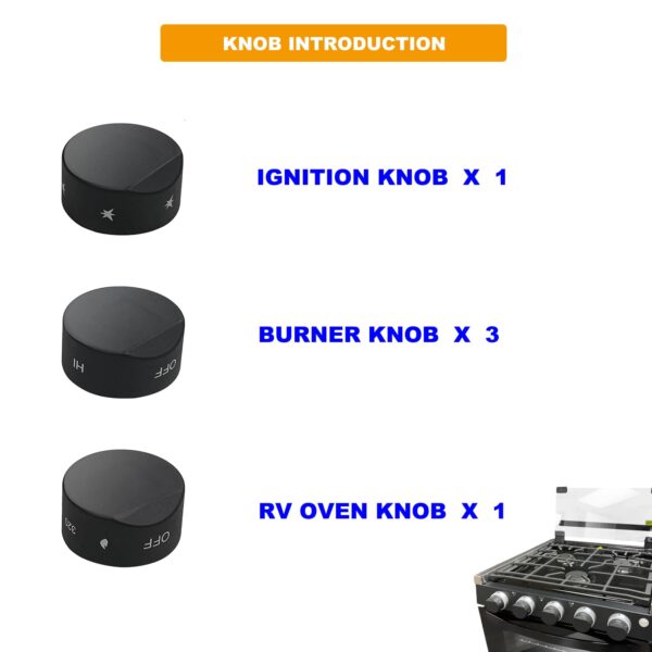 GABEROAD [Upgraded RV Gas Range Oven Knob Replacement Compatible with Greystone Range Oven Gas Stove Knob CF-RV17, CF-RV17B, CF-RV17BB, CF-RV21, CF-RV21B, CF-RV21BB(5pcs) - Image 5