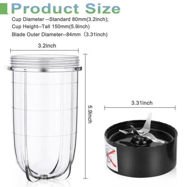 Replacement Parts Set: 16oz Cup+Blade for Magic Bullet MB1001 - Image 5